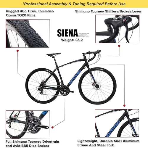 Miniatura 2 de Tommaso Siena Sport Performance Aluminum Gravel Bike, Shimano Tourney 21 Speeds Road Bicycle Men