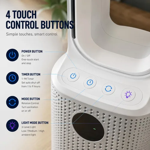 Miniatura 4 de Ventilador de escritorio, pequeño ventilador silencioso sin aspas con ajuste de 9 velocidades y 3 modos de luz, recargable por USB de 14 pulgadas