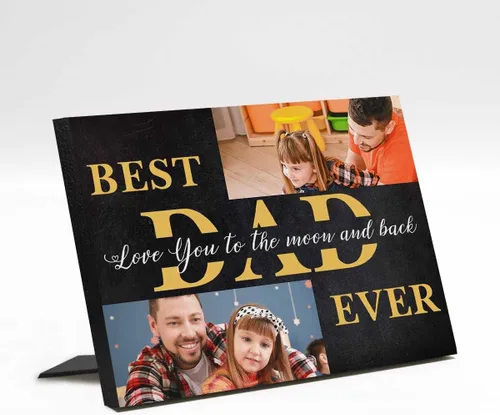 Miniatura 20 de InterestPrint Panel de fotos personalizado para papá y nombre para exhibición de mesa Daddy to Us You're the World, marco de fotos personalizado