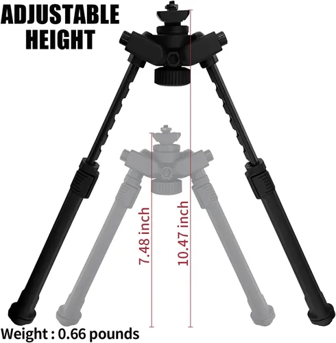 Miniatura 2 de Bípode ajustable giratorio de 360 grados con palanca de desmontaje rápido, seis alturas ajustables de 7 1/2 pulgadas a 10 5/8 pulgadas para caza