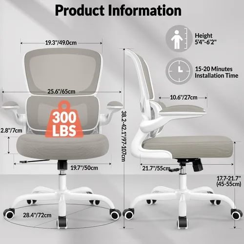Miniatura 2 de BESTFAIR Silla de oficina ergonómica, silla de escritorio de malla transpirable cómoda con soporte lumbar, silla de escritorio para el hogar