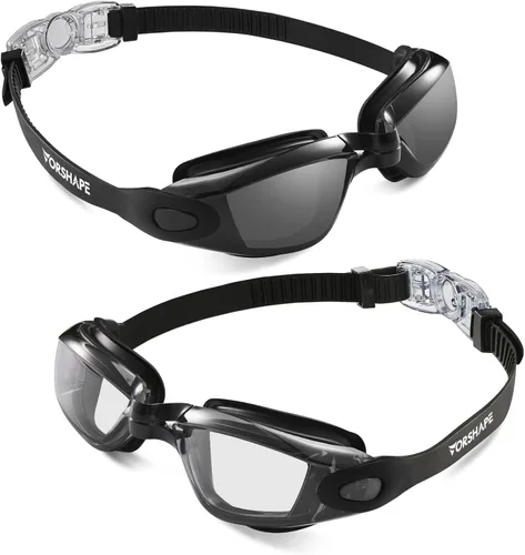 Miniatura 30 de Gafas de natación: paquete de 2 gafas de natación antivaho, sin fugas, protección UV, para adultos, hombres, mujeres, jóvenes Azul & blanco