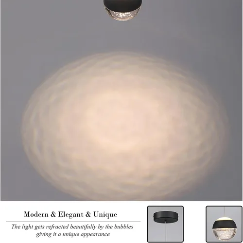 Miniatura 8 de JoollySun Lámpara Colgante de Cristal: Mini Luces Colgantes Negras Modernas para Isla de Cocina y Baño