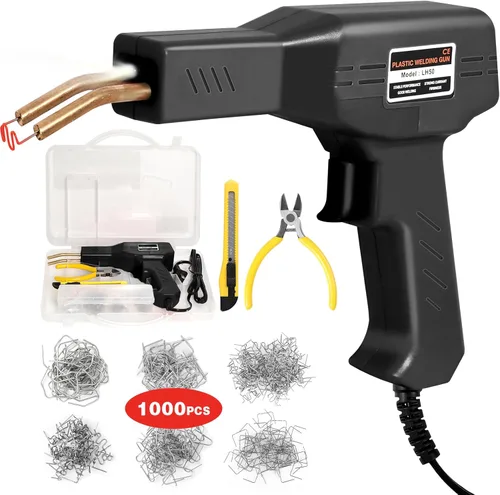 ATOLS Soldador de plástico, 1000 grapas, Kit de soldadura de plástico, Kit de grapadora en caliente, Kit de pistola de soldadura de plástico, Kit de