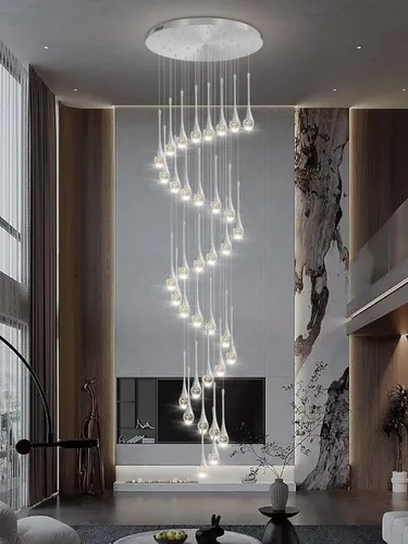 Miniatura 14 de ykolupty Candelabro Moderno de 138'', 20 Luces, Lámpara Colgante Moderna Negra, Candelabro Grande para Escalera, Vestíbulo, Sala de Estar, Negro