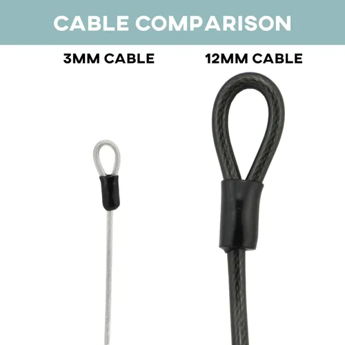 Miniatura 5 de Lumintrail Cable de seguridad con revestimiento de acero trenzado de 4 pies y 0.118 in (1/8 pulgadas), bloqueo de equipaje, cable de seguridad