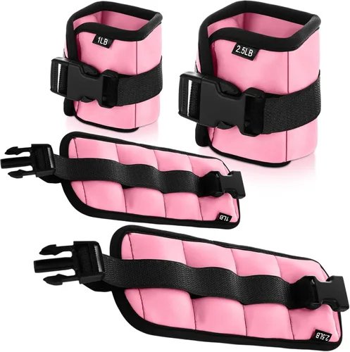 Miniatura 24 de Hollowfly 2 pares de pesas de tobillo y muñeca para ejercicios terrestres o acuáticos, puños acuáticos, bandas de fitness de aeróbicos acuáticos Azul