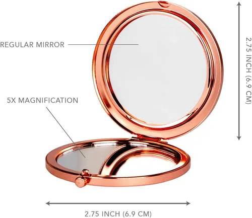 Miniatura 5 de Andaz Press Espejo compacto de oro rosa, regalo de boda de dama de honor, rosa rubor, paquete de 1, despedida de soltera, despedida de soltera, Maid