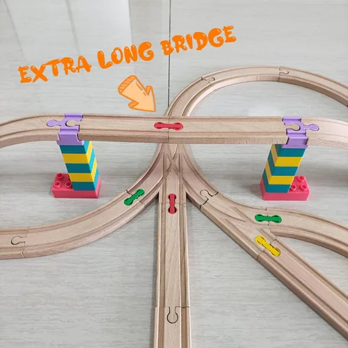 Miniatura 4 de Accesorios de madera para rieles de tren, 44 piezas de conectores de madera para riel, compatibles con todas las principales marcas de tren, regalo