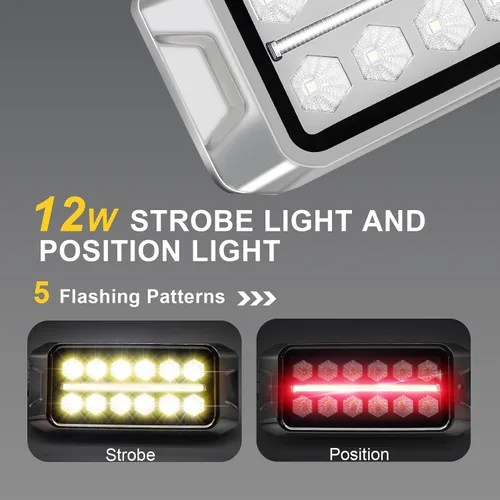 Miniatura 2 de Agrieyes Luces estroboscópicas ámbar 2 en 1, con luz de posición roja, luces intermitentes de base de aluminio para vehículos de rescate, luces LED