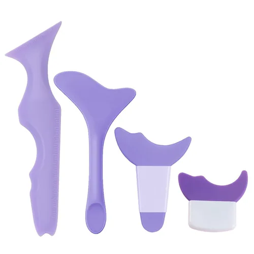 Miniatura 9 de 4 plantillas todo en uno para delineador de ojos, puntas de alas + plantillas de sombra de ojos + deflector de silicona, herramienta de guía de Azul