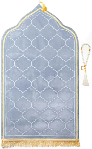 Miniatura 10 de Alfombra de oración musulmana con cuentas de oración Tasbih, espuma viscoelástica suave para oración islámica, tapete de oración islámica acolchado