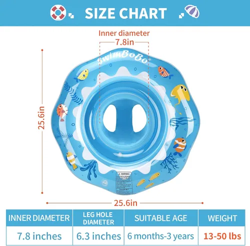 Miniatura 3 de Anillo de natación para bebé, asiento de natación con respaldo para niños de 6 meses a 3 años Azul profundo
