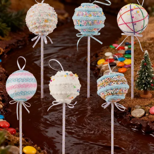 Miniatura 6 de LANGXUN 6 piezas Tierra de Dulces de Piruleta 2025 Navidad Cumpleaños Fiesta Boda Suministros Decoración, Adorno Colgante de Bastón de Caramelo