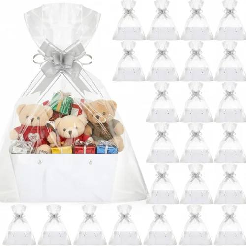 Miniatura 9 de PerKoop - Paquete de 24 cestas de regalo vacías a granel para regalos, bolsas de plástico transparente vacías de 6.5 x 9.8 pulgadas de grosor, cesta