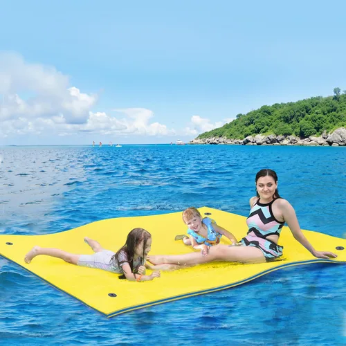 Miniatura 11 de WARMOUNTS Lily Pad Floating Mat, 7/8/9/13/15.5 FT Floating Mat, 3-Layer Tear-Resistant XPE Foam Floating Water Mat with 16.4' Elastic Bungee Tethers
