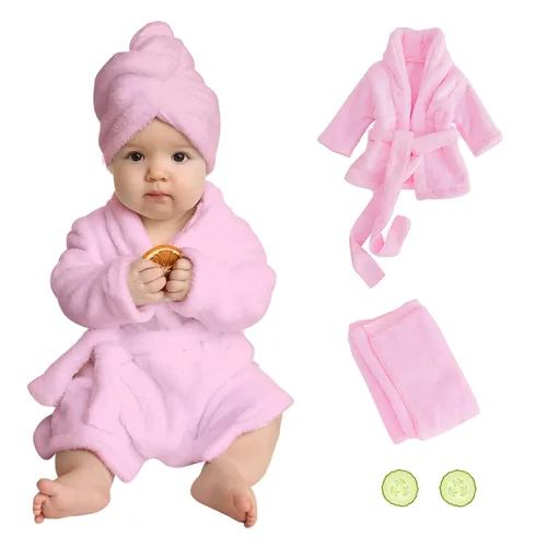 M&G House Accesorios de fotografía para recién nacidos, trajes de baño para sesión de fotos de bebé, bata de baño para niña, 03 rosa(6-13 meses)
