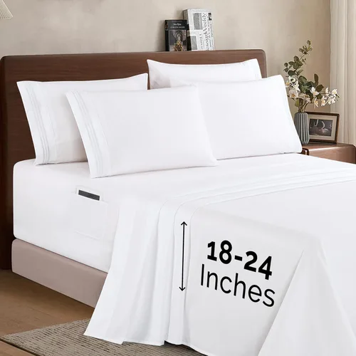 Miniatura 42 de Elegant Comfort - Juego de ropa de cama resistente a arrugas y decoloración más acogedor, sábana bajera elástica en todo el contorno, bolsillo
