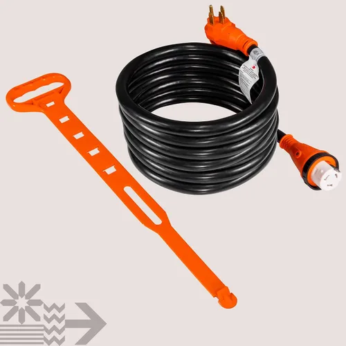 Miniatura 8 de True Mods - Cable de extensión de alimentación para generador RV de 25 pies, 125 V, 250 V, 50 amperios, bloqueo giratorio atornillado, NEMA 14-50P