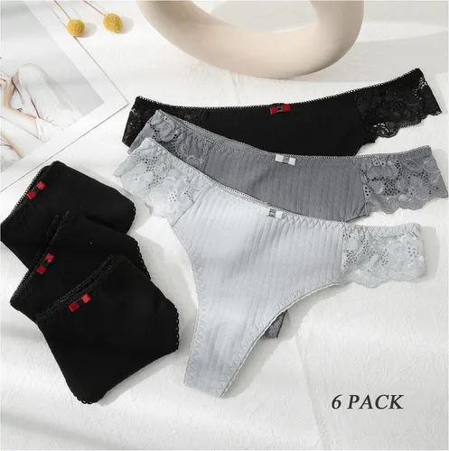 Miniatura 6 de LEVAO Tangas de algodón para mujer, tangas de algodón sexy con espalda en T, ropa interior cómoda, paquete múltiple S-XL