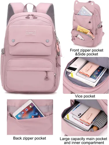 Miniatura 5 de JiaYou Mochila Casual para Adolescentes, Niñas, Mochila para la Escuela Secundaria, Mochila Diaria, para Mujeres, Bolsa de Viaje para Portátil, 1#