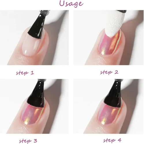 Miniatura 5 de 2 piezas de polvo de uñas cromado para arte de uñas, kit de polvo de uñas cromado con purpurina aurora transparente, pigmento para uñas, purpurina