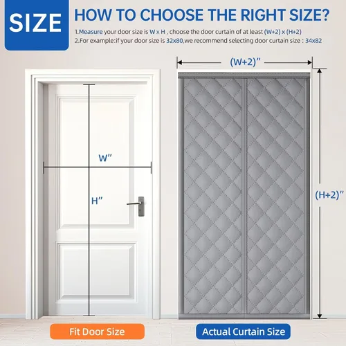 Miniatura 2 de Cortina térmica magnética para puerta que se adapta a puertas de 32"×80", cubierta térmica para puerta de invierno, tamaño de cortina 34×82