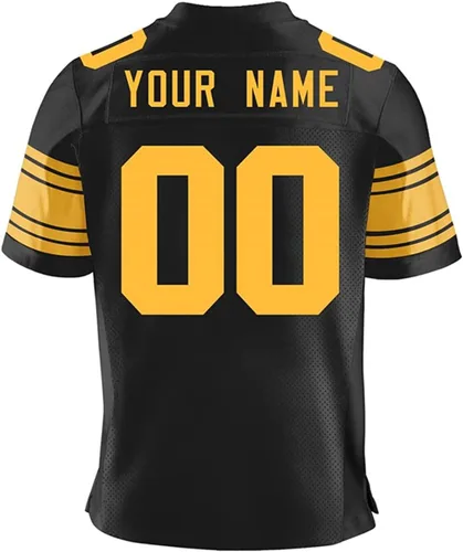 Miniatura 2 de Camisetas de fútbol de costura personalizadas para hombresmujeresjóvenes, personaliza el nombre y número de tu equipo S-5XL, 6_06 Negro Amarillo