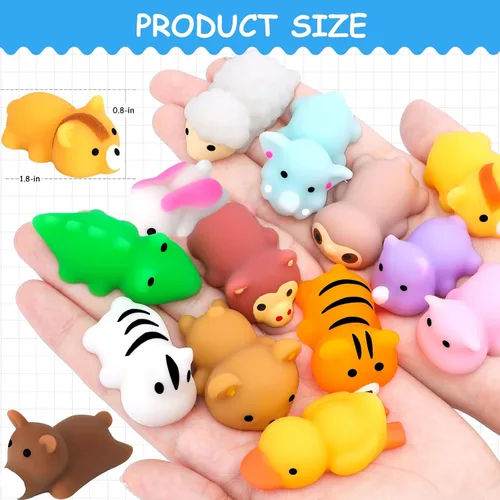Miniatura 3 de POKONBOY - 30 piezas de juguetes blandos Mochi, Mini Kawaii, juguetes que se aprietan para aliviar el estrés, animales del bosque, ideales