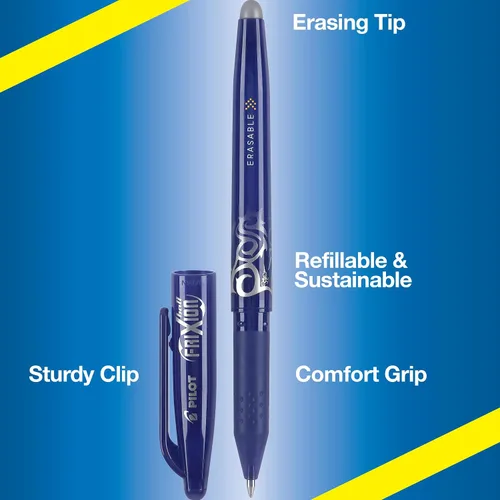 Miniatura 3 de PILOT FriXion Ball - Bolígrafos de gel borrables de 0.028 in, punta fina, 3 bolígrafos negros y 3 bolígrafos azules (paquete de 6)