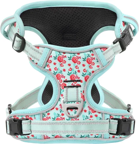 Miniatura 10 de Timos Arnés para perro de tamaño pequeño, arnés sin tirones para mascotas con cuello a presión bloqueable, chaleco reflectante para perro, sin