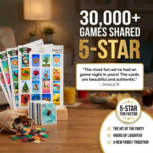Miniatura 6 de Cuitáxi Juego de bingo mexicano con 100 fichas de bingo para 20 jugadores Hecho en México - Regalos mexicanos de lujo - Juegos de mesa