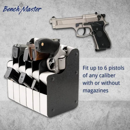 Miniatura 3 de BenchMaster Estante vertical para pistolas, almacenamiento seguro para pistolas, con capacidad para 2 a 12 pistolas, organizador seguro para armas
