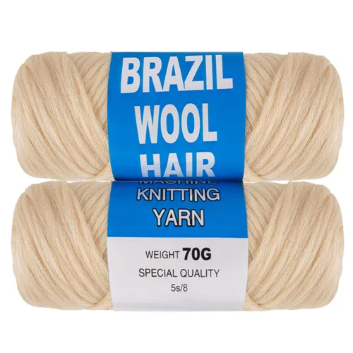 Miniatura 23 de COOKOO 2 rollos de hilo de lana brasileña color negro natural para cabello trenzado de ganchillo, trenzas, torsión, urdimbres, torsión senegalesa