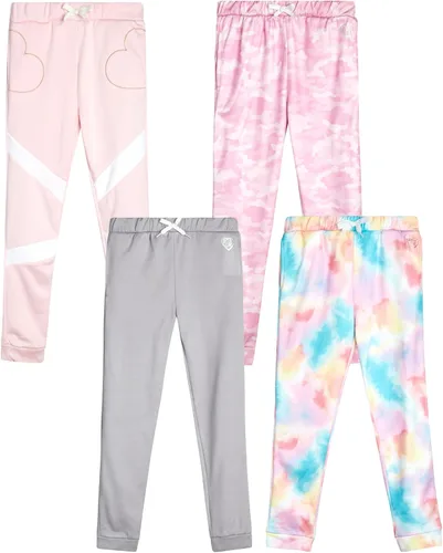 Body Glove Pantalones deportivos para niña, paquete de 4 pantalones deportivos básicos de forro polar (talla 7-12)
