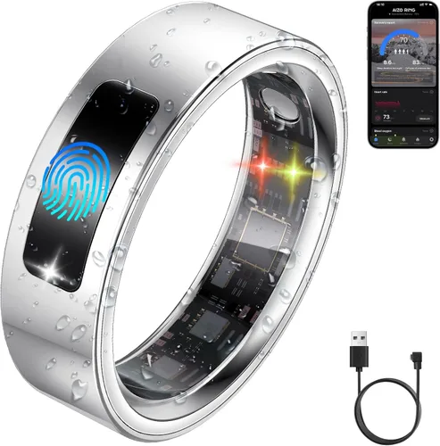 Miniatura 10 de uaue Anillo inteligente de salud para mujeres y hombres, alerta de vibración, control táctil, anillo de seguimiento de fitness con sueño/salud