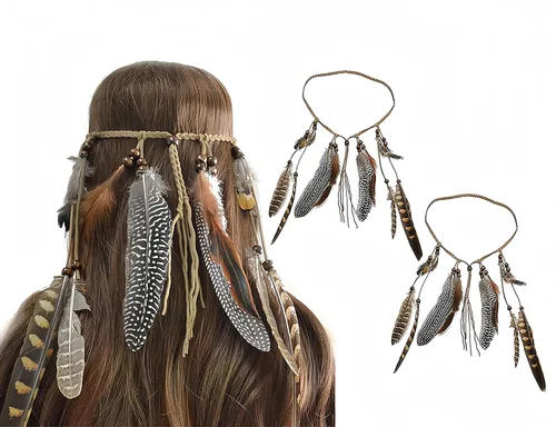 Diadema de plumas indias, tocado ajustable marrón, borlas tribales de plumas, cuerda de cáñamo para carnaval, disfraz hippie, fiesta, festival,