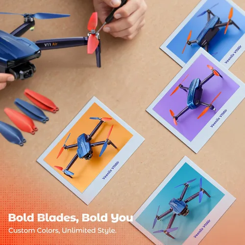 Miniatura 8 de V11Air Drone con cámara UHD 6K para adultos, cardán sin escobillas de 3 ejes, video 4K/30FPS, tiempo de vuelo de 70 minutos con 2 baterías Azul