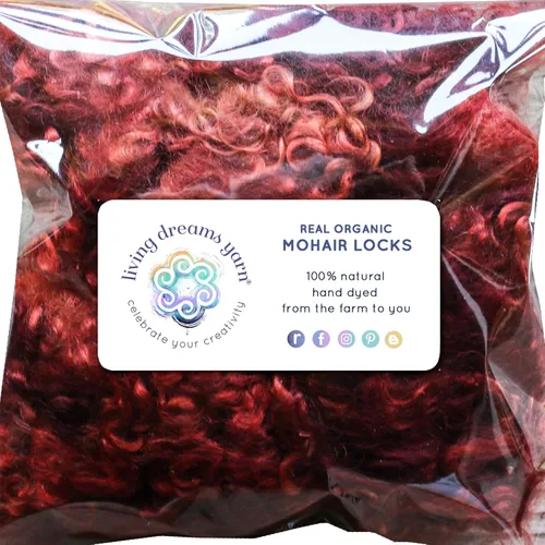 Miniatura 9 de Cerraduras de mohair reales. Fibra de lana teñida a mano para enraizar, fieltro, mezcla, hilado, tapices y adornos. Naranja, 1 onza (0.99 oz)