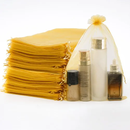 Miniatura 12 de Meowoo 100 bolsas de organza, bolsas de malla pequeñas de 3 x 4 pulgadas con cordón, bolsas de regalo de malla con cordón para joyas, dulces