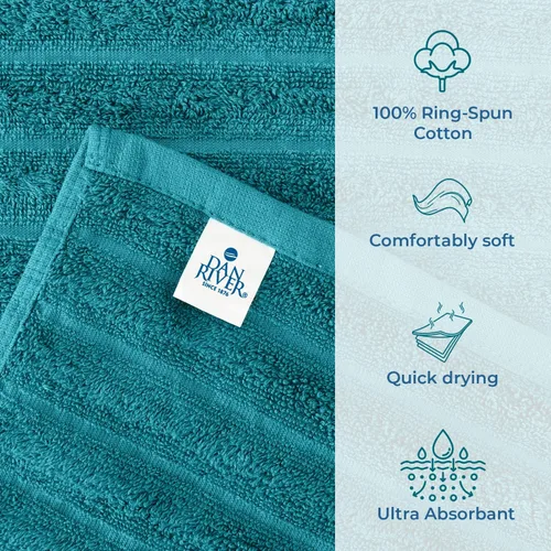 Miniatura 13 de DAN RIVER Paquete de 2 sábanas de baño de 35x70 pulgadas, sábanas de baño jumbo acanaladas para adultos, toallas grandes gruesas y absorbentes