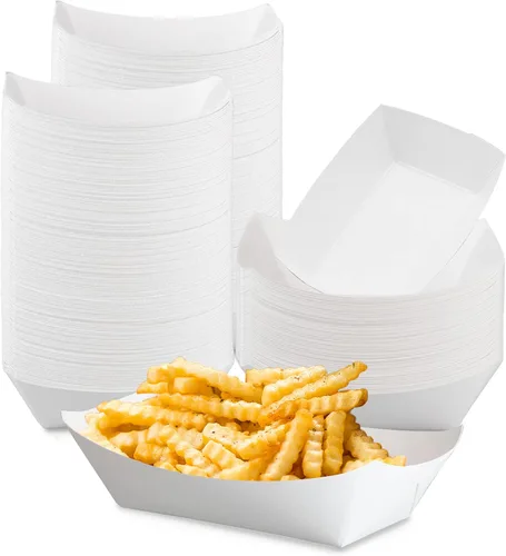 Miniatura 12 de Fit Meal Prep Paquete de 125 bandejas de papel de 5 libras para alimentos desechables de alta resistencia, bandeja de nachos blancos para fiestas