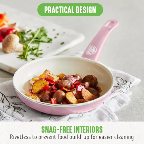 Miniatura 5 de GreenLife Sartén antiadherente de 8 pulgadas, cerámica no tóxica sin PFAS antiadherente, apta para lavavajillas y horno, asas que se mantienen Rosa