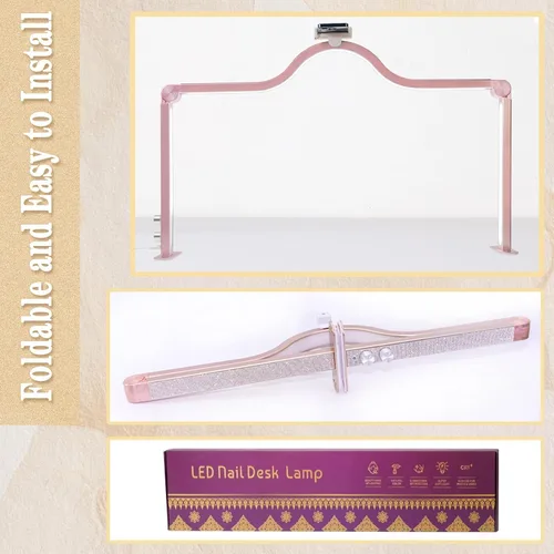 Miniatura 8 de KEDAO Luz de uñas para escritorio, luz de media luna para escritorio de uñas, lámpara de mesa LED plegable de 34 pulgadas, manicura para mesa