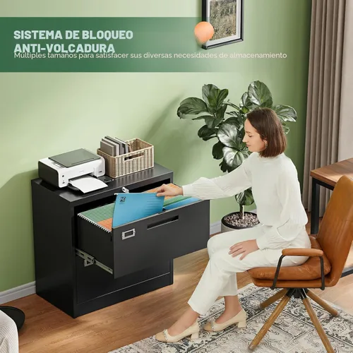 Miniatura 4 de Letaya Archivador de 2 cajones con cerradura, archivador lateral de metal para oficina en casa, tamaño carta/legal/A4