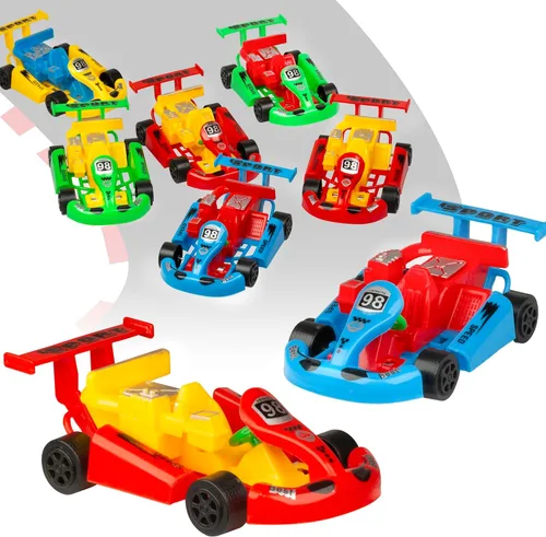 Miniatura 7 de PROLOSO 16 unidades de mini Go Karts para enrollar autos surtidos pequeños con tracción hacia atrás, autos de fricción, regalos de fiesta temática