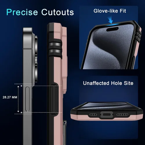 Miniatura 384 de DEERLAMN Funda para iPhone Xs Max con funda deslizante para cámara + protector de pantalla, soporte giratorio de anillo de grado militar a prueba