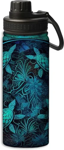 Miniatura 24 de Conjunto de botella de agua deportiva a prueba de fugas con símbolos de ciencia, 18 onzas, botellas de agua aisladas para bicicletas, fitness, yoga