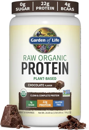 Polvo de proteína vegana orgánico con vitaminas y probióticos; batido de proteínas puro, sin azúcar, chocolate, bandeja de 10 porciones, de la marca