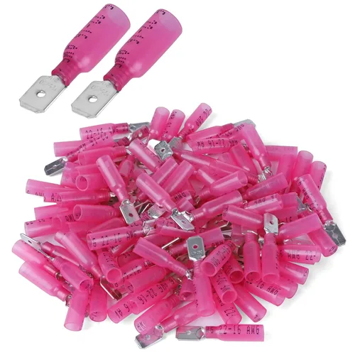 Miniatura 10 de 100 conectores de desconexión rápida impermeables de 12-10 AWG de 12-10 AWG, cables eléctricos de crimpado, conectores de pala macho, desconexión